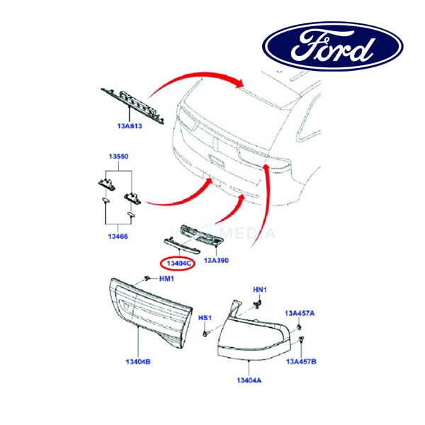 フォード純正 リア ランプ 右側 RH 助手席側 BA1Z13404C 11-16y MKX