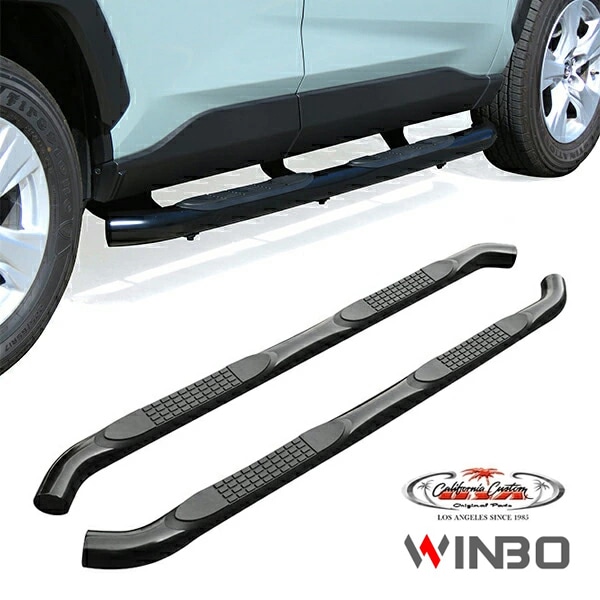 【WINBO 正規品】トヨタ RAV4 50系 平成31年4月-令和7年12月 サイドステップ グロスブラック 艶有り チューブステップ サイドバー 踏み台 足置き 丸パイプ  3インチ スチール製 取説付 ウインボー