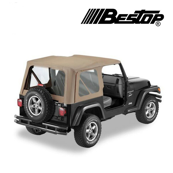 【BESTOP 正規品】ジープ JEEP 97-02y TJ ラングラー 前期 OEMハードウェア用 Replace-A-Top OEM交換用 ソフトトップ 幌 クリアウィンドウ付 ダークタン 5112733 べストップ