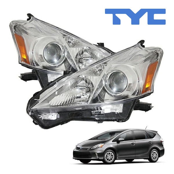【TYC 正規品】USトヨタ 12-14y PRIUS-V プリウスα プリウスアルファ 前期型 40系 US仕様 ヘッドライト ヘッドランプ 左右セット サイドマーカー付