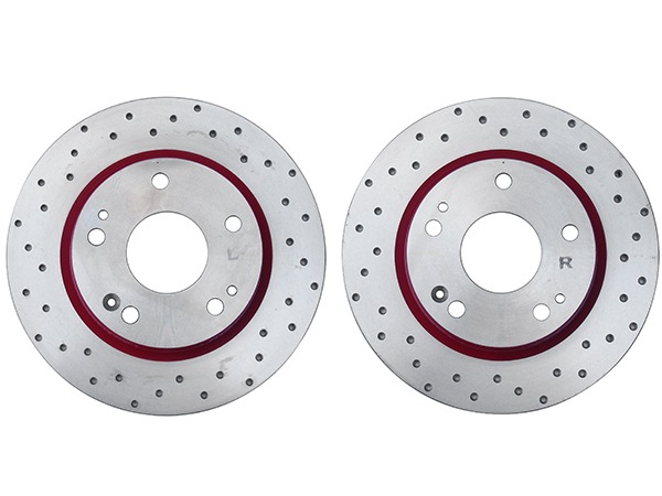 USホンダ純正 HFP FK1/FC1 シビック CIVIC ハッチバック セダン リア リヤ ドリルドローター レッドペイント仕様 ブレーキディスクローター リアローター  ディンプルローター ベンチレーテッドディスク 左右セット