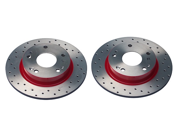 USホンダ純正 HFP FK1/FC1 シビック CIVIC ハッチバック セダン リア リヤ ドリルドローター レッドペイント仕様 ブレーキディスクローター リアローター  ディンプルローター ベンチレーテッドディスク 左右セット