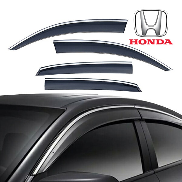 USホンダ純正 ドアバイザー サイドバイザー ウインドウバイザー スモークバイザー クロームライン 専用クリップ付 4枚 ホンダ シビック ハッチバック HFP FK系 国内未発売