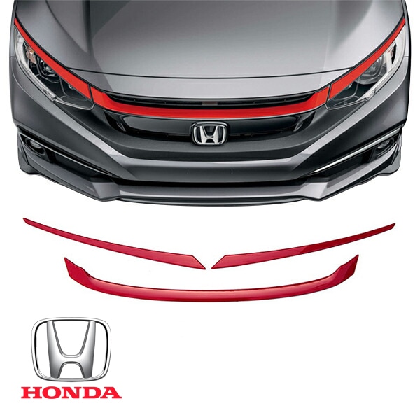 USホンダ純正 HFP FK系 シビック CIVIC ハッチバック グリルガーニッシュ フレームレッド Rallye Red グリルアクセント トリム 塗装済 タイプR TYPE R