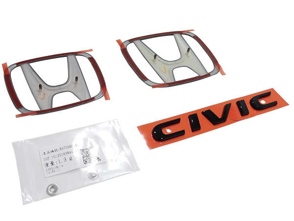 USホンダ純正 エンブレム HONDAマーク CIVIC グリル リア 3点セット グロスブラック シビック ハッチバック TypeR FK系