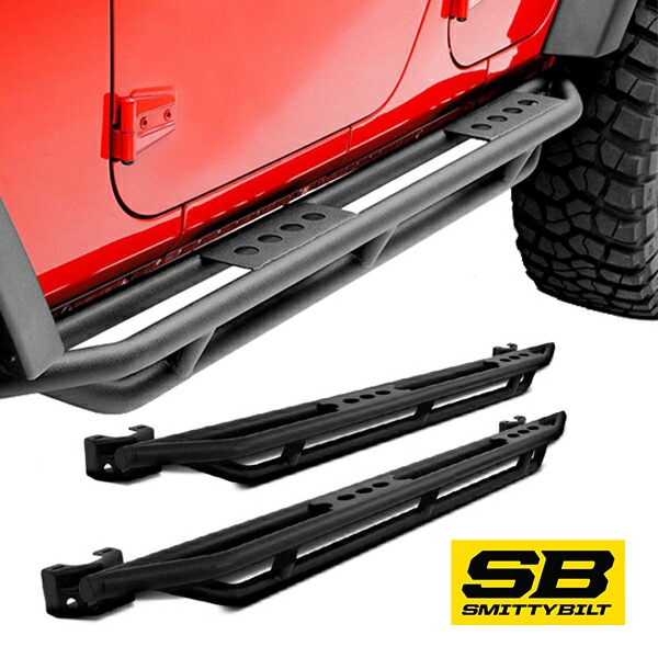 【Smittybilt 正規品】 SRC サイドアーマー サイドステップ 76634 艶なし テクスチャードブラック Textured Black ジープ JK ラングラー アンリミテッド 4ドア スミッティビルト