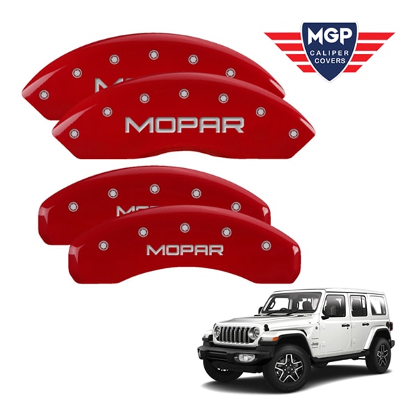 【MGP 正規品】 ジープ JL ラングラー 2ドア 4ドア 専用設計 ブレーキ キャリパーカバー レッド MOPARロゴ 42019SMOPRD