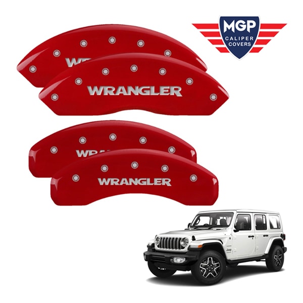 【MGP 正規品】 ジープ JL ラングラー 2ドア 4ドア 専用設計 ブレーキ キャリパーカバー レッド WRANGLERロゴ 42019SWRGRD