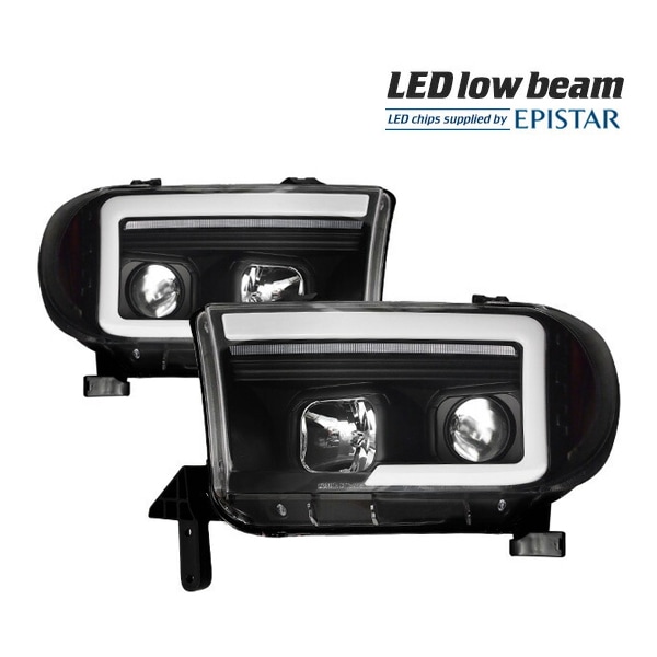 トヨタ 07-13y タンドラ | 08y- セコイア プロジェクターヘッドライト ヘッドランプ LED シーケンシャルウインカー付 ブラック 左右セット 日本仕様 日本光軸 左側走行用