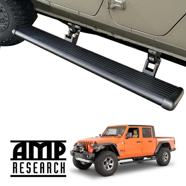【AMP RESEARCH 正規品】ジープ JT グラディエーター 左ハンドル車 並行車用 電動 サイドステップ パワーステップ 電動格納 パワーランニングボード LEDライト付 75135-01A