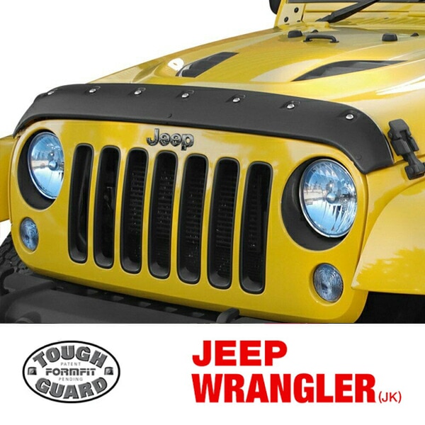 【Tough Guard 正規品】 バグガード ボンネットガード フードプロテクター ボンネットプロテクター フロントディフレクター フロントプロテクター ボルト留めポケットスタイル風 マットブラック Formfit 虫除け 飛び石 ジープ JK ラングラー タフガード