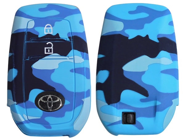 トヨタ ハイラックス GUN125 ピックアップ レボ HILUX REVO シリコン キーカバー/カモフラ(ブルー) キーレスカバー/リモコンカバー/キーケース/リモコンケース