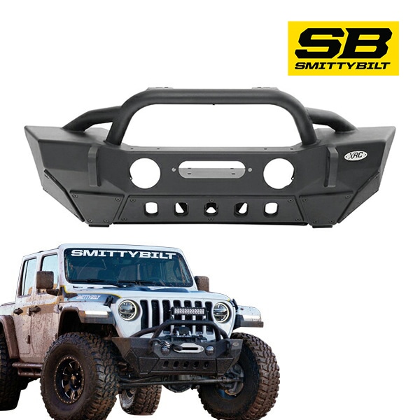 【Smittybilt 正規品】XRC GEN2 フロントバンパー 77807 ウインチマウントフォグランプホール Dリングマウント スティンガー付 テクスチャードブラック ジープ JL ラングラー JT グラディエーター スミッティビルト