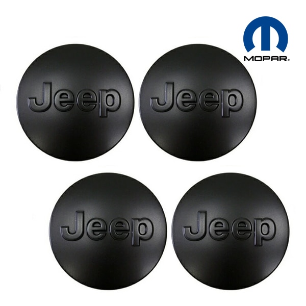 MOPAR純正 JEEPロゴ入 ホイール センターキャップ マットブラック 1LB77RXFAC 4個セット JK JL ラングラー、JT グラディエーター、15y- チェロキー、12y- グランドチェロキー、コンパス、パトリオット