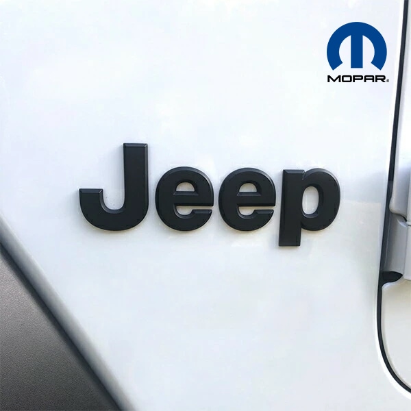 MOPAR純正 JEEPエンブレム(マットブラック) 68422350AA 18y- ジープ JL ラングラー、20y- JT グラディエーター サイド フェンダー用