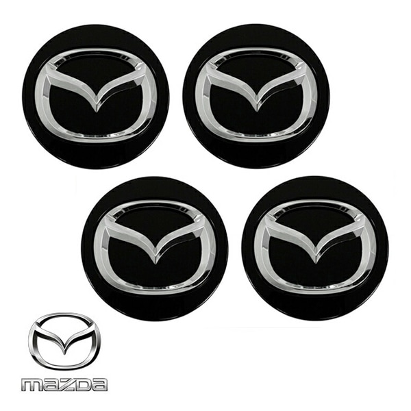USマツダ純正 汎用 ロゴ入 ホイール センターキャップ ブラック 4個セット アクセラ/マツダ3/マツダ6/CX-3/CX-5/ロードスター