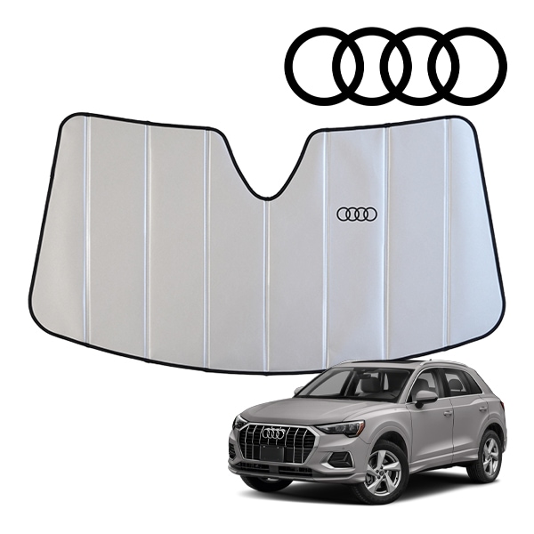USアウディ純正 専用設計 AUDI ロゴ入 サンシェード 吸盤不要