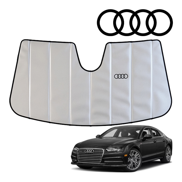 USアウディ純正 専用設計 AUDI ロゴ入 サンシェード 吸盤不要