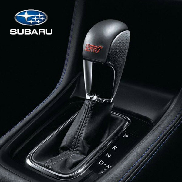 USスバル純正 フォレスター、インプレッサ、レヴォーグ、XV、WRX STI/S4 STiロゴ入り シフトノブ ブラックレザー(AT/CVT) C1010SG101