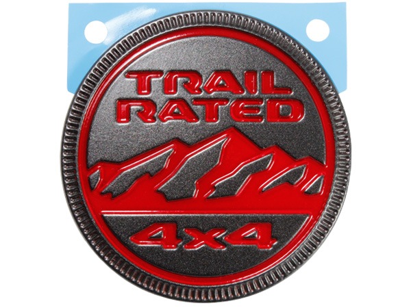 MOPAR純正 TRAIL RATED エンブレム グレー & レッド 68309634AC フェンダーエンブレム サイドエンブレム ジープ JL ラングラー  JT グラディエーター