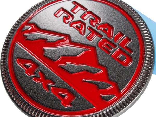 MOPAR純正 TRAIL RATED エンブレム グレー & レッド 68309634AC フェンダーエンブレム サイドエンブレム ジープ JL ラングラー  JT グラディエーター