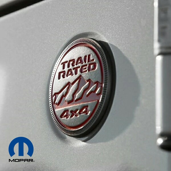 MOPAR純正 TRAIL RATED エンブレム グレー & レッド 68309634AC フェンダーエンブレム サイドエンブレム ジープ JL ラングラー  JT グラディエーター