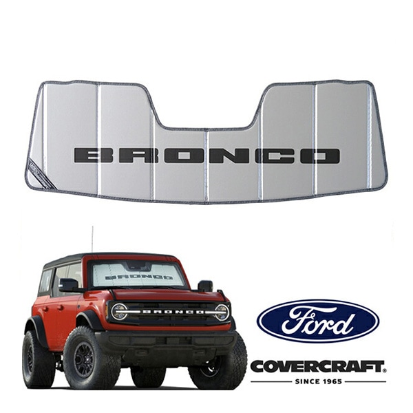 フォード純正 サンシェード/日除け BRONCOロゴ入り CoverCraft UVS100 シルバー VM2DZ78519A02A 20y- ブロンコ カバークラフト