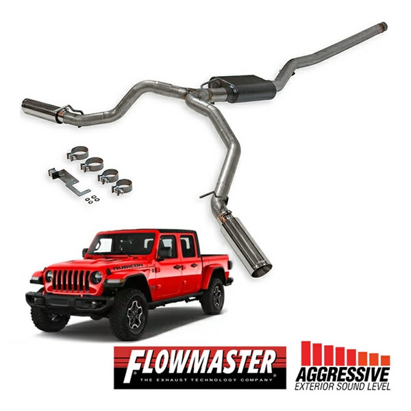 【Flowmaster 正規品】 American Thunder Cat-Back Exhaust System アメリカンサンダー キャタバック エキゾーストシステム ステンレススチール マフラー 左右サイド出し 817913 20y- ジープ JT グラディエーター 3.6L フローマスター