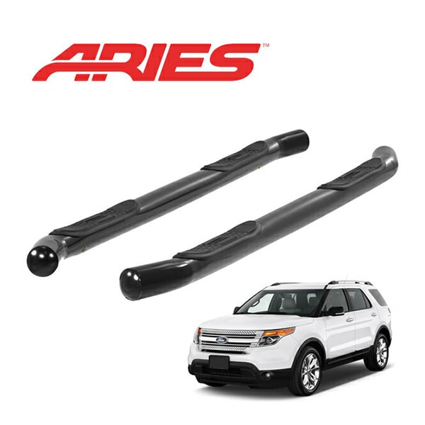 【ARIES 正規品】 スチール サイドステップ ラウンド サイドバー 3インチ チューブステップ グロスブラック 艶有り 11-19y フォード FORD エクスプローラー 