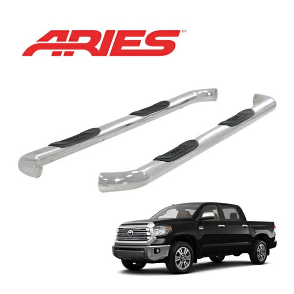 【ARIES 正規品】 ステンレス サイドステップ ラウンド サイドバー 3インチ チューブステップ クローム 07-21y トヨタ タンドラ クルーマックス 