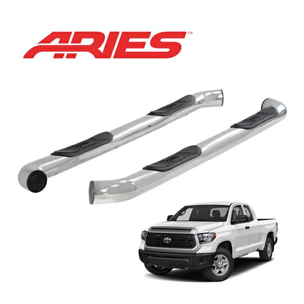 【ARIES 正規品】 ステンレス サイドステップ ラウンド サイドバー 3インチ チューブステップ クローム 07-21y トヨタ タンドラ ダブルキャブ