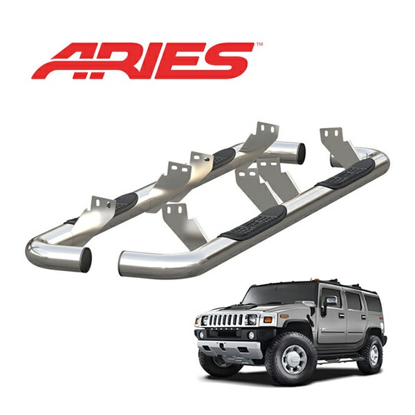 【ARIES 正規品】 ステンレス サイドステップ ラウンド サイドバー 3インチ チューブステップ クローム 03-09y ハマーH2 HUMMER H2