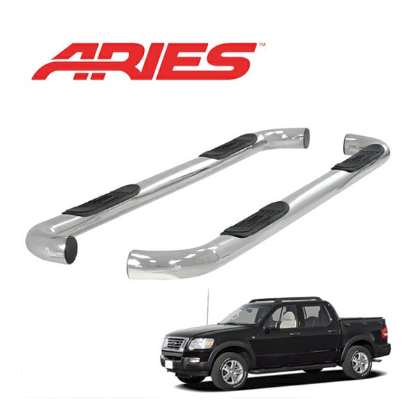 【ARIES 正規品】 ステンレス サイドステップ ラウンド サイドバー 3インチ チューブステップ クローム 07-10y フォード FORD エクスプローラー スポーツトラック 