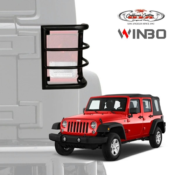 【WINBO 正規品】07-18y ジープ JK ラングラー(2ドア) ラングラーアンリミテッド(4ドア) テールライトガード テールランプガード スチール製 ブラックパウダーコート 左右セット ウインボー