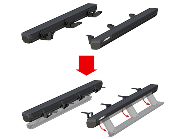 【ARIES 正規品】ジープ JT グラディエーター リトラクタブル パワー ランニングボード 電動 サイドステップ パワーステップ 電動格納 パウダーコーティング LEDライト付 3025179-3025175