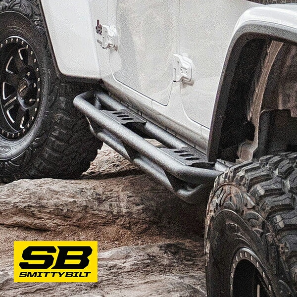 【Smittybilt 正規品】 SRC サイドアーマー サイドステップ 77634 艶なし テクスチャードブラック Textured Black 18y- ジープ JL ラングラー アンリミテッド 4ドア スミッティビルト