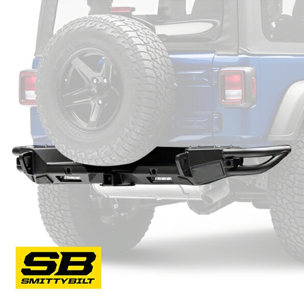 【Smittybilt 正規品】 SRC GEN2 リアバンパー 77714 Dリングマウントヒッチメンバー LEDバックランプ付 テクスチャードブラック 18y- ジープ JL ラングラー 2ドア 4ドア スミッティビルト