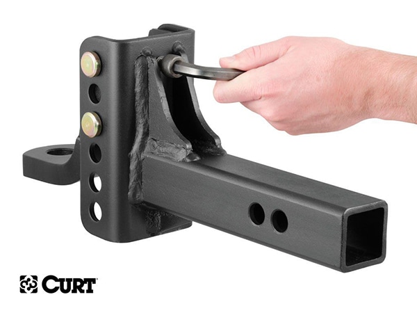 【CURT 正規品】 トレーラーヒッチ用  アジャスタブル チャンネルマウント ボールマウント アダプター 2インチ角 45901 5.25インチ ライズ 約13.3cm〜6.75インチ ドロップ 約17.1cm