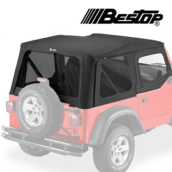 【BESTOP 正規品】ジープ JEEP 97-02y TJ ラングラー 前期 Replace-A-Top OEM交換用 ソフトトップ 幌 スモークウィンドウパネル付 ドアスキン付 ブラックデニム 5112415 べストップ
