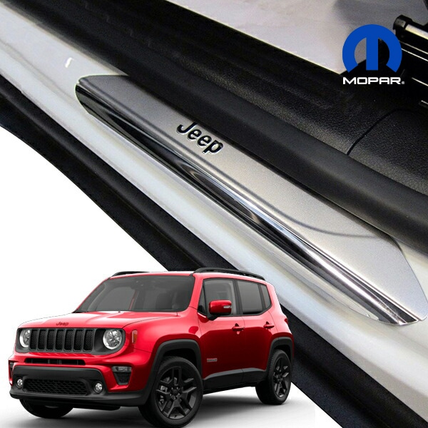 MOPAR純正 スカッフプレート ステンレス製 フロント 2枚セット ドアシル サイドシルプレート プロテクター JEEPロゴ入  ジープ レネゲード BU系