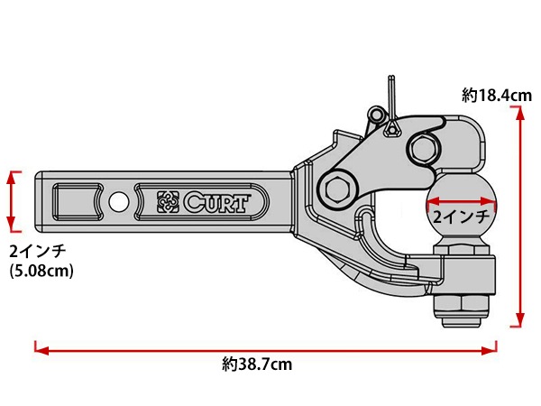 【CURT 正規品】 クラス4 トレーラーヒッチ用 レシーバーマウント 48007 2インチ角 約5.08cm 2インチヒッチボール付