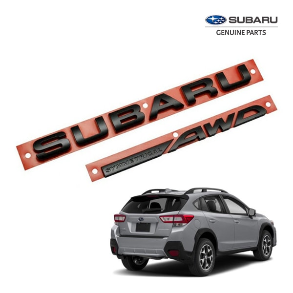 USスバル純正 SUBARU XV GT系 平成29年5月-令和5年4月 リアエンブレム SUBARU+SYMMETRICAL AWDロゴ グロスブラック 艶ありブラック 両面テープ リアゲート テールゲート US仕様 北米仕様 USDM