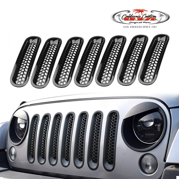 カリフォルニアカスタム ジープ JK ラングラー | ラングラーアンリミテッド 2ドア 4ドア メッシュグリルトリム グロスブラック 1台分