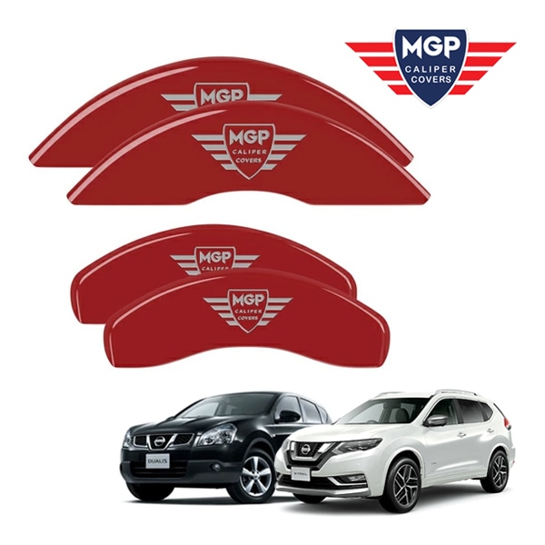 【MGP 正規品】 日産 エクストレイル T32 | デュアリス J10系 専用設計 ブレーキ キャリパーカバー レッド MGPロゴ アルミ製 17209SMGPRD