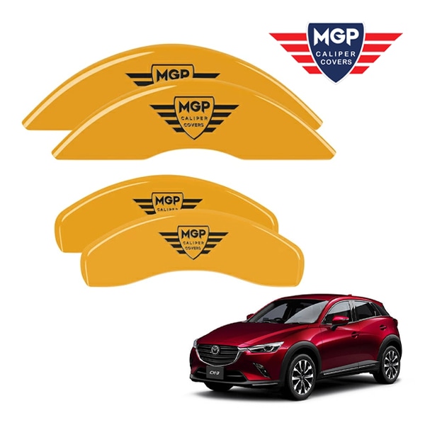 【MGP 正規品】 マツダ CX-3 DK系 専用設計 ブレーキ キャリパーカバー イエロー MGPロゴ アルミ製 26217SMGPYL