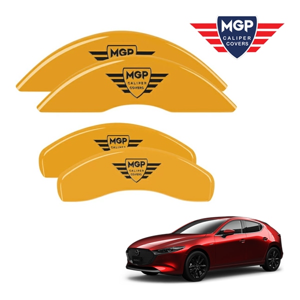 【MGP 正規品】 マツダ アクセラ MAZDA3 BP系 専用設計 ブレーキ キャリパーカバー イエロー MGPロゴ アルミ製 26222SMGPYL