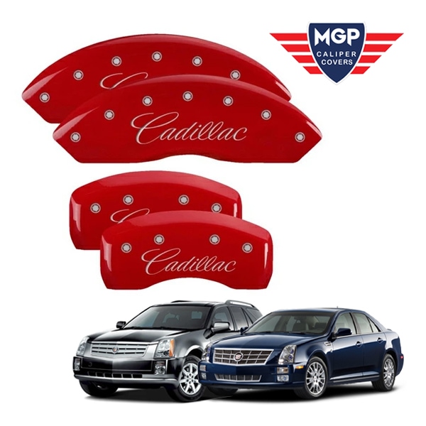 【MGP 正規品】 キャデラック 04-09y SRX | 05-11y STS 専用設計 ブレーキ キャリパーカバー レッド CADILLACロゴ アルミ製 35002SCADRD 1台分