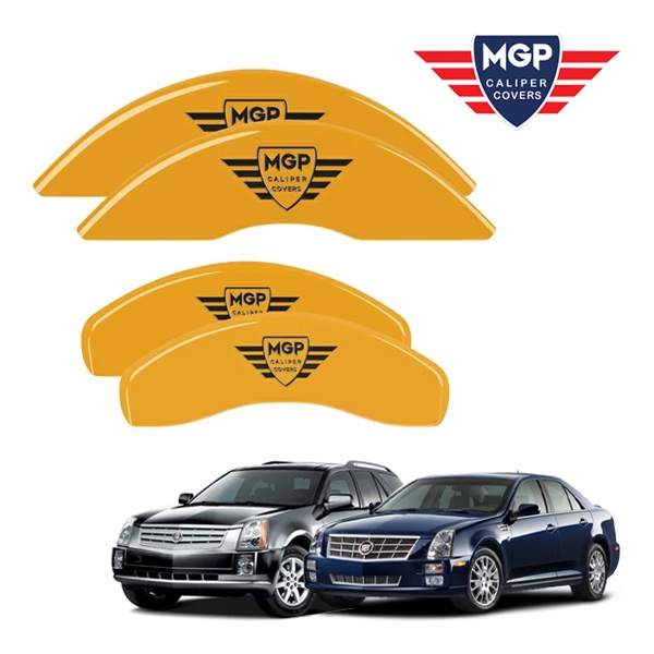【MGP 正規品】 キャデラック 04-09y SRX | 05-11y STS 専用設計 ブレーキ キャリパーカバー イエロー MGPロゴ アルミ製 35002SMGPYL 1台分