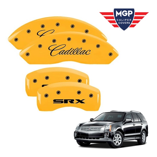 【MGP 正規品】 04-09y キャデラック SRX 専用設計 ブレーキ キャリパーカバー イエロー CADILLAC SRXロゴ アルミ製 35002SSRXYL 1台分