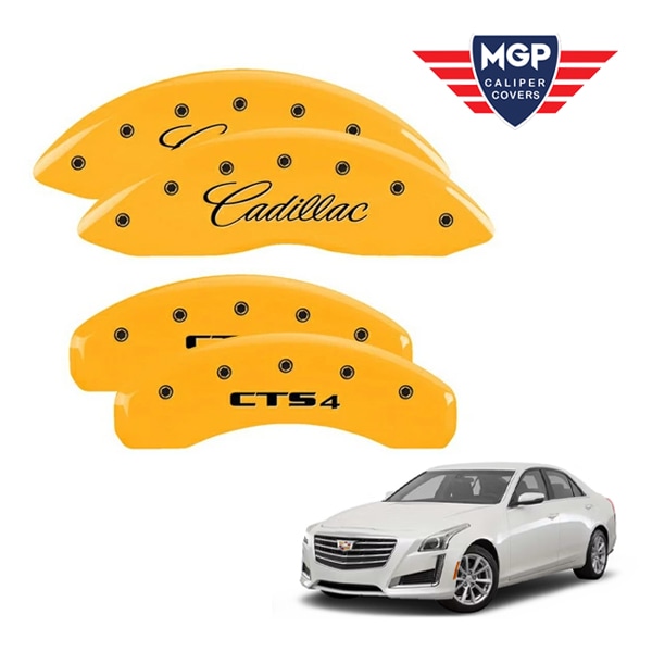 【MGP 正規品】 09-19y キャデラック CTS A1LL 専用設計 ブレーキ キャリパーカバー イエロー CADILLAC CTS4ロゴ 35013SCT4YL 1台分 セット